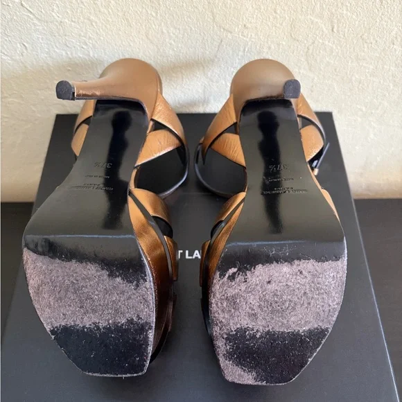 YSL Bronze Tribute Sandals - Picture 9 of 11